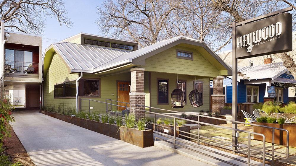 View of the front of The Heywood Hotel Austin