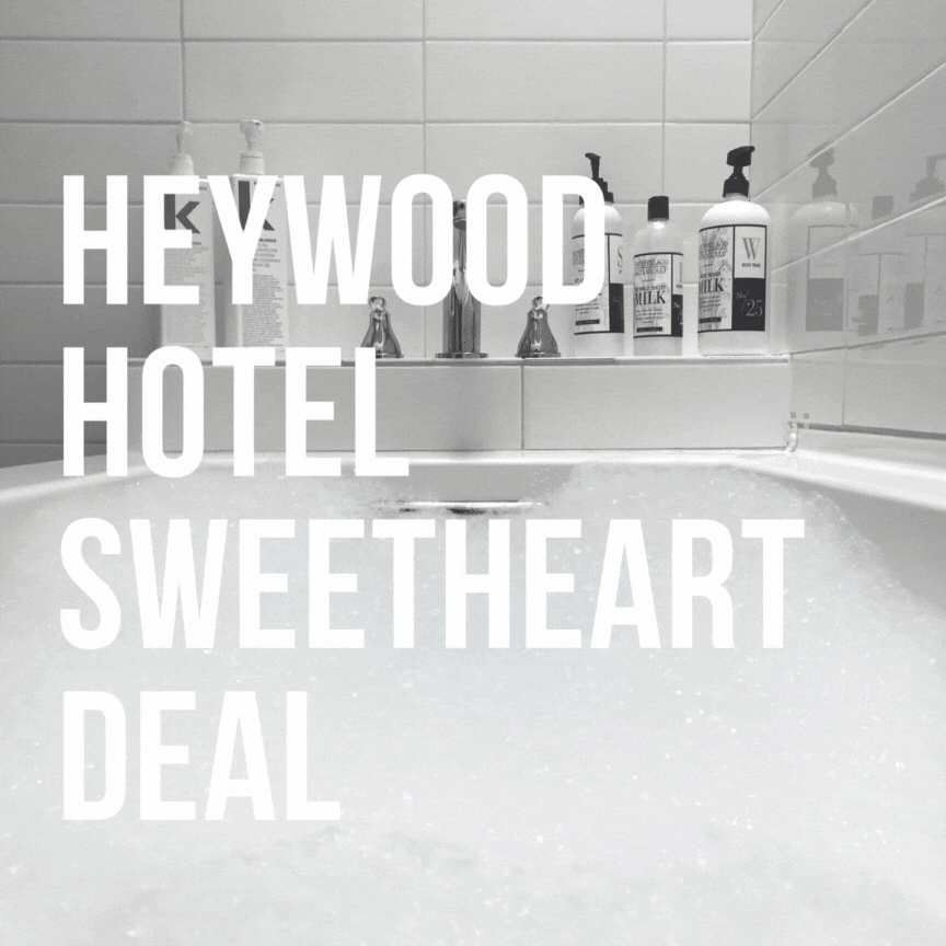Heywood Hotel Valentine's Day 2024 Special - Free flowers, free bubbly and a discounted room rate.