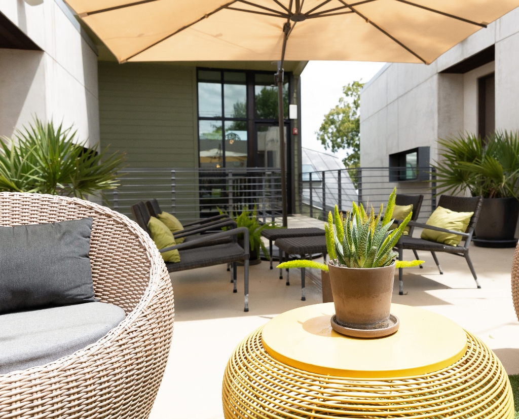 heywood hotel courtyard patio as featured in the New York Times