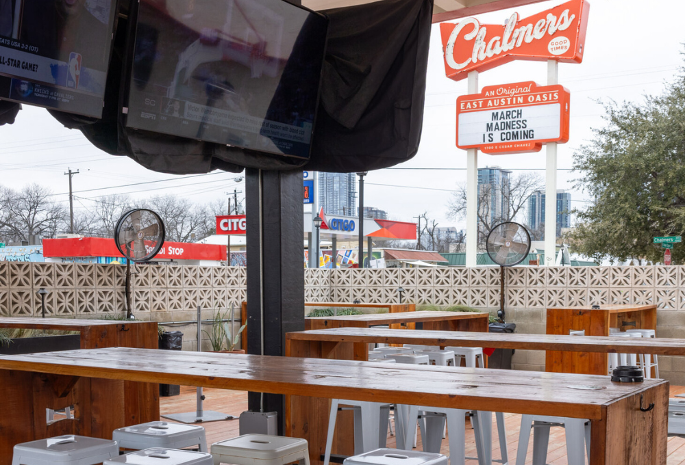 Chalmers patio bar in East Austin