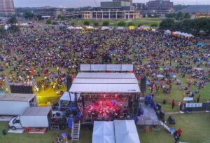 Austin Reggae Fest view of Auditorium Shores and the Long Center