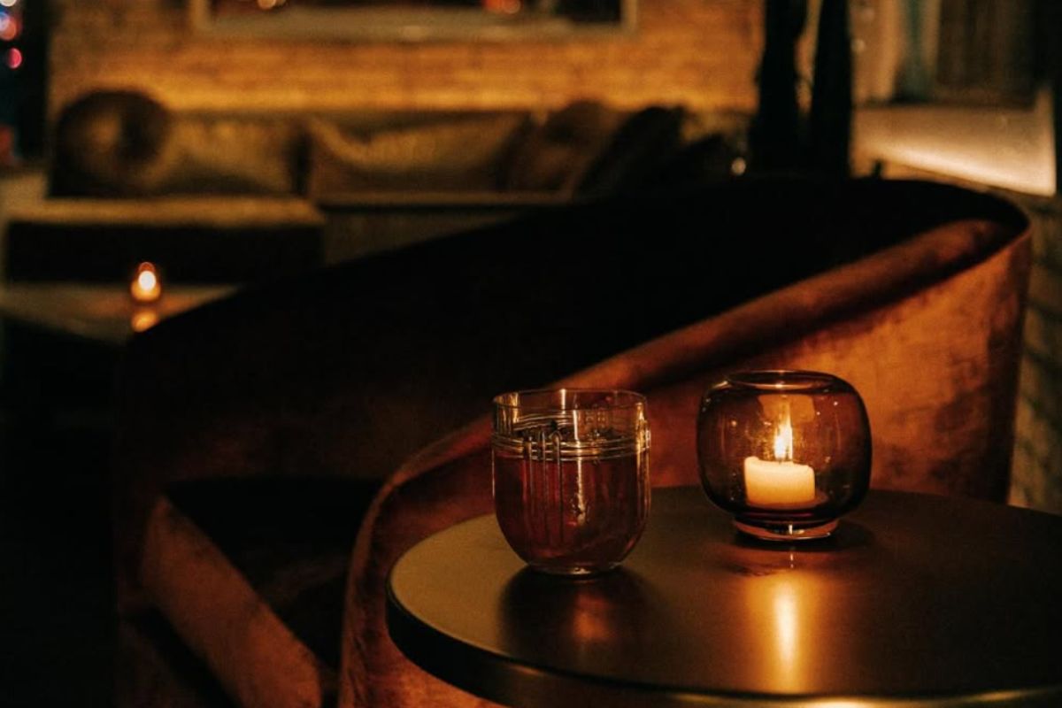 Drinks at Marlow, a romantic bar in Austin.